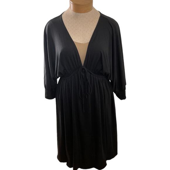 La Belle Women's Black 2X Dress V Neck Plus Empire Waist Casual IKD745-636X - Picture 1 of 15